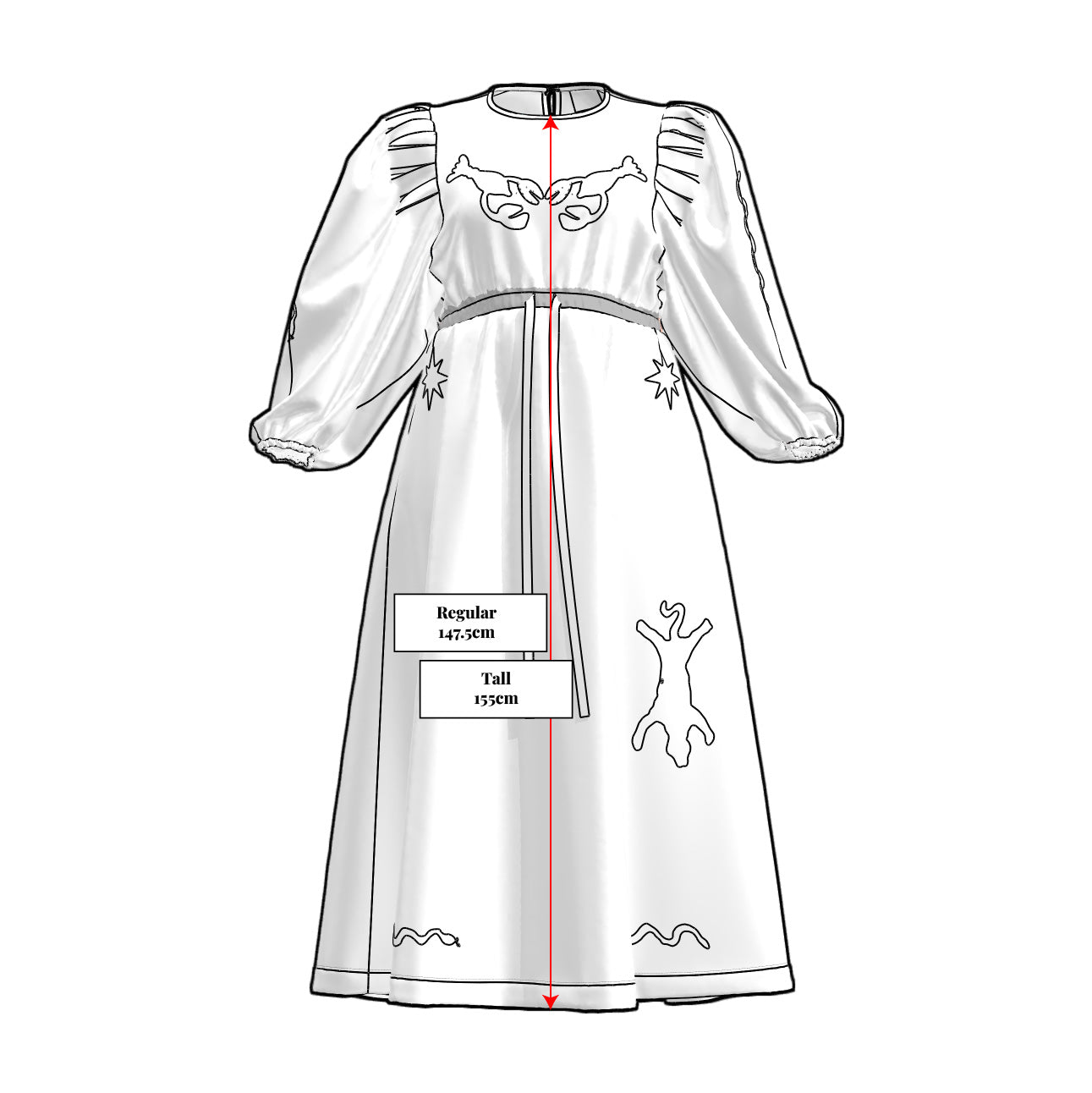 Black embroidered round neck dress