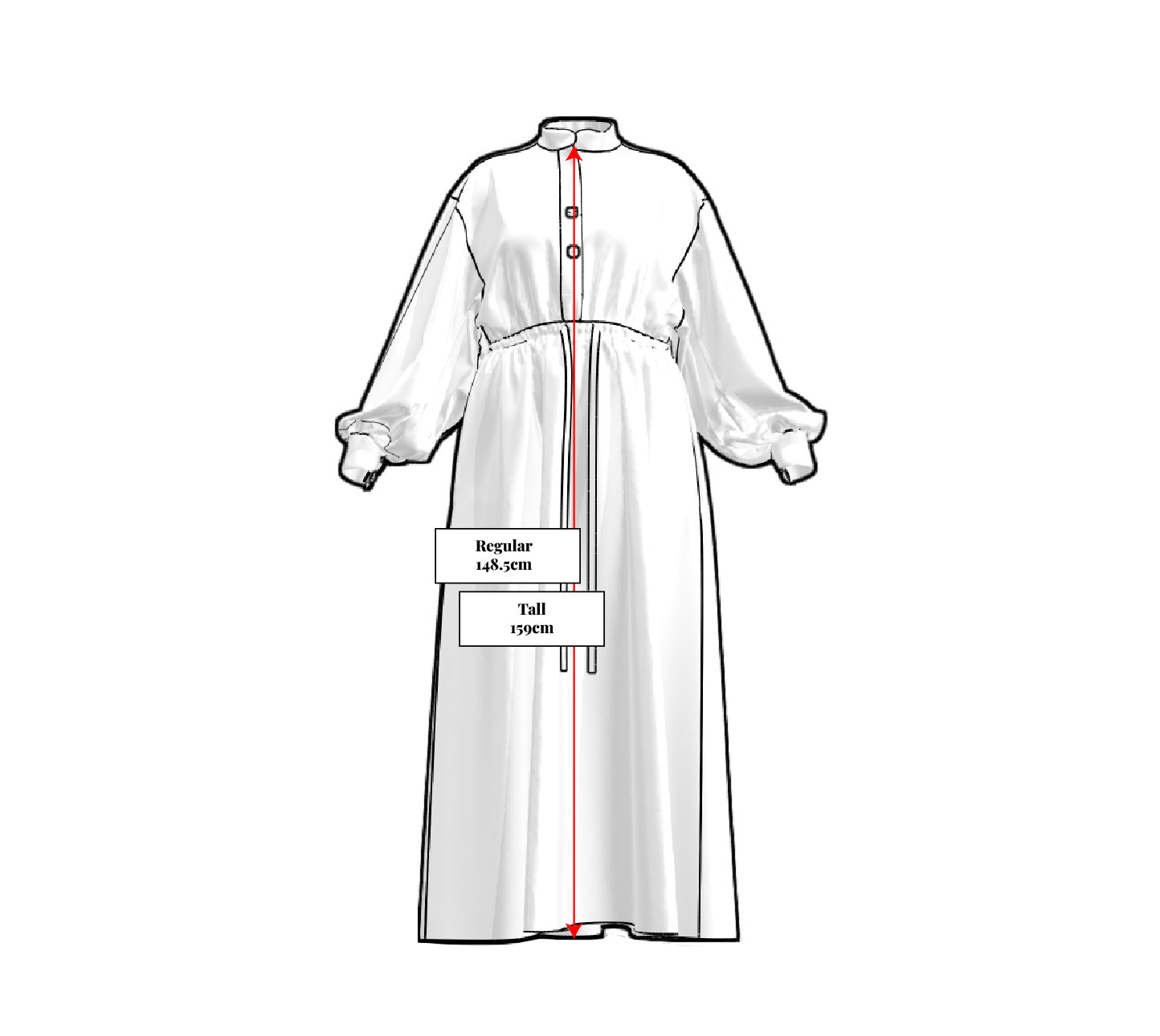 White high neck buttoned embroidered gown