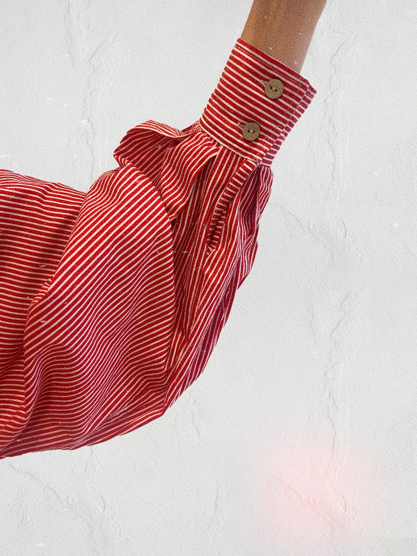 High neck buttoned stripe gown