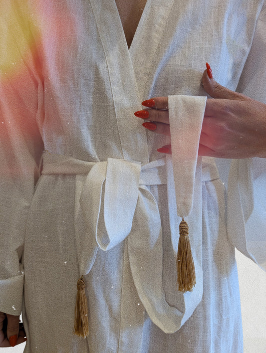 White classic wrap gown