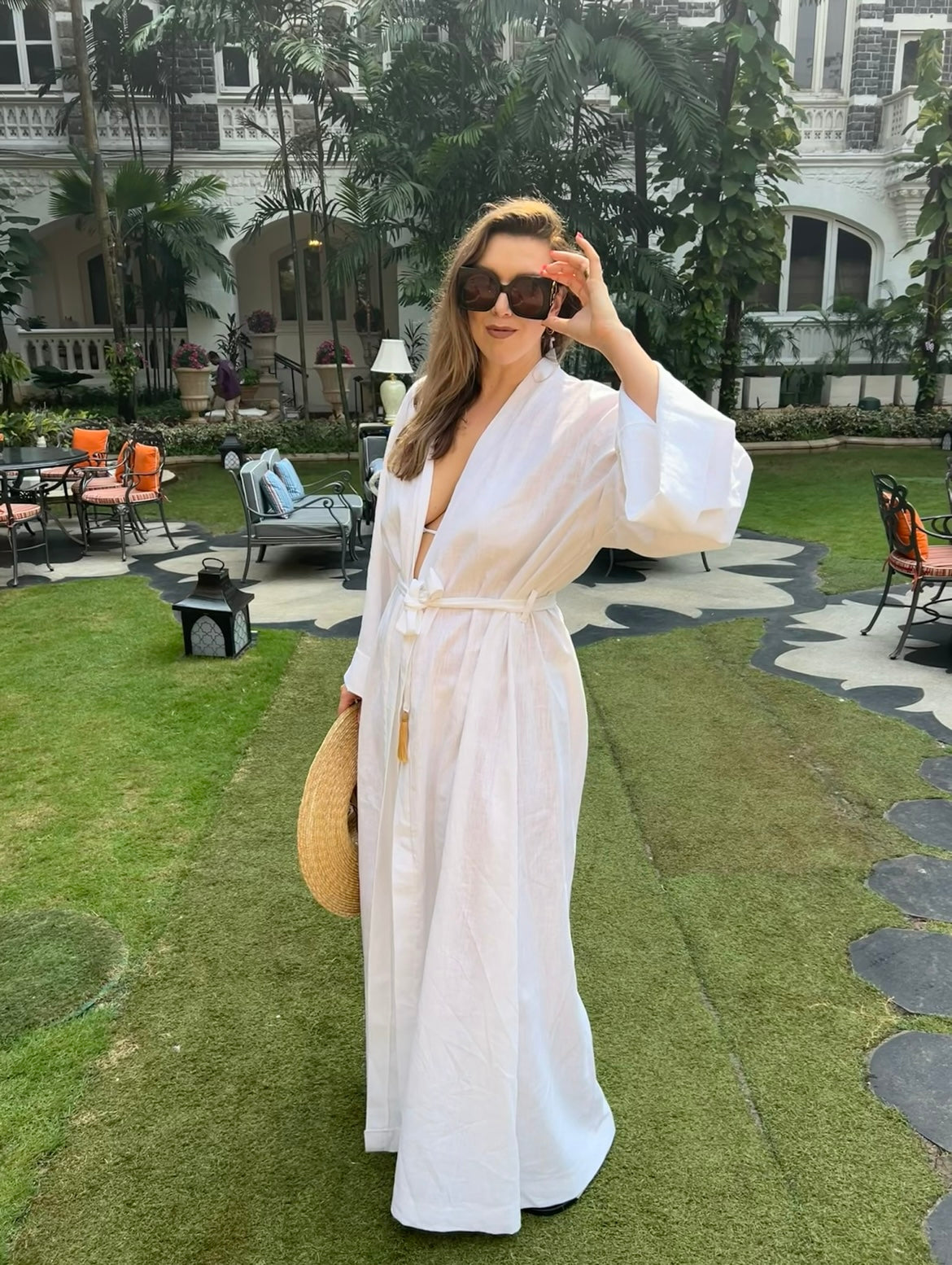 White classic wrap gown
