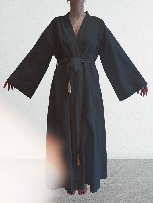 Black classic wrap gown