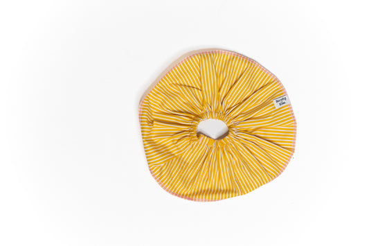 Oversized yellow stripe scrunchie