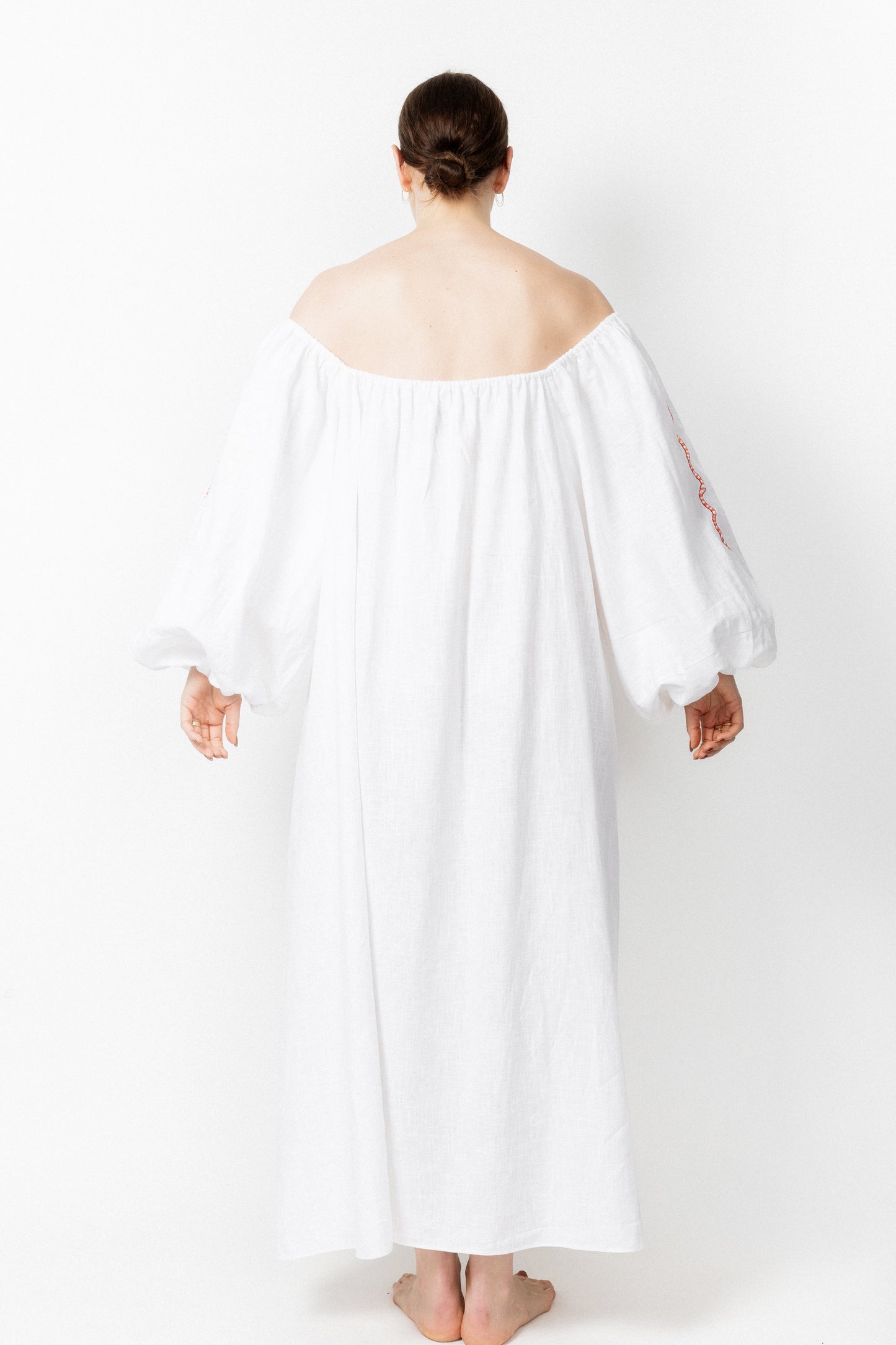 White embroidered off the shoulder dress