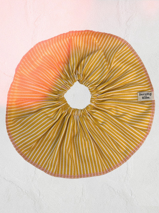 Oversized yellow stripe scrunchie