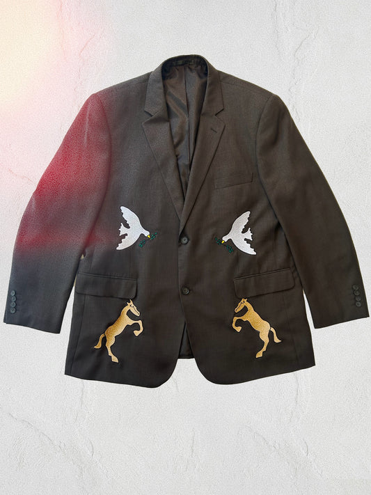 Reimagined embroidered brown jacket