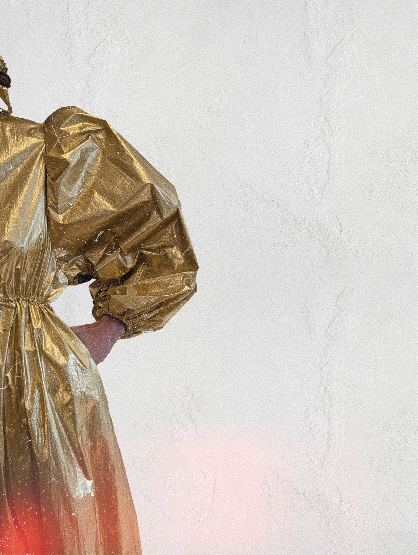 Gold Balloon Sleeve Party Dress