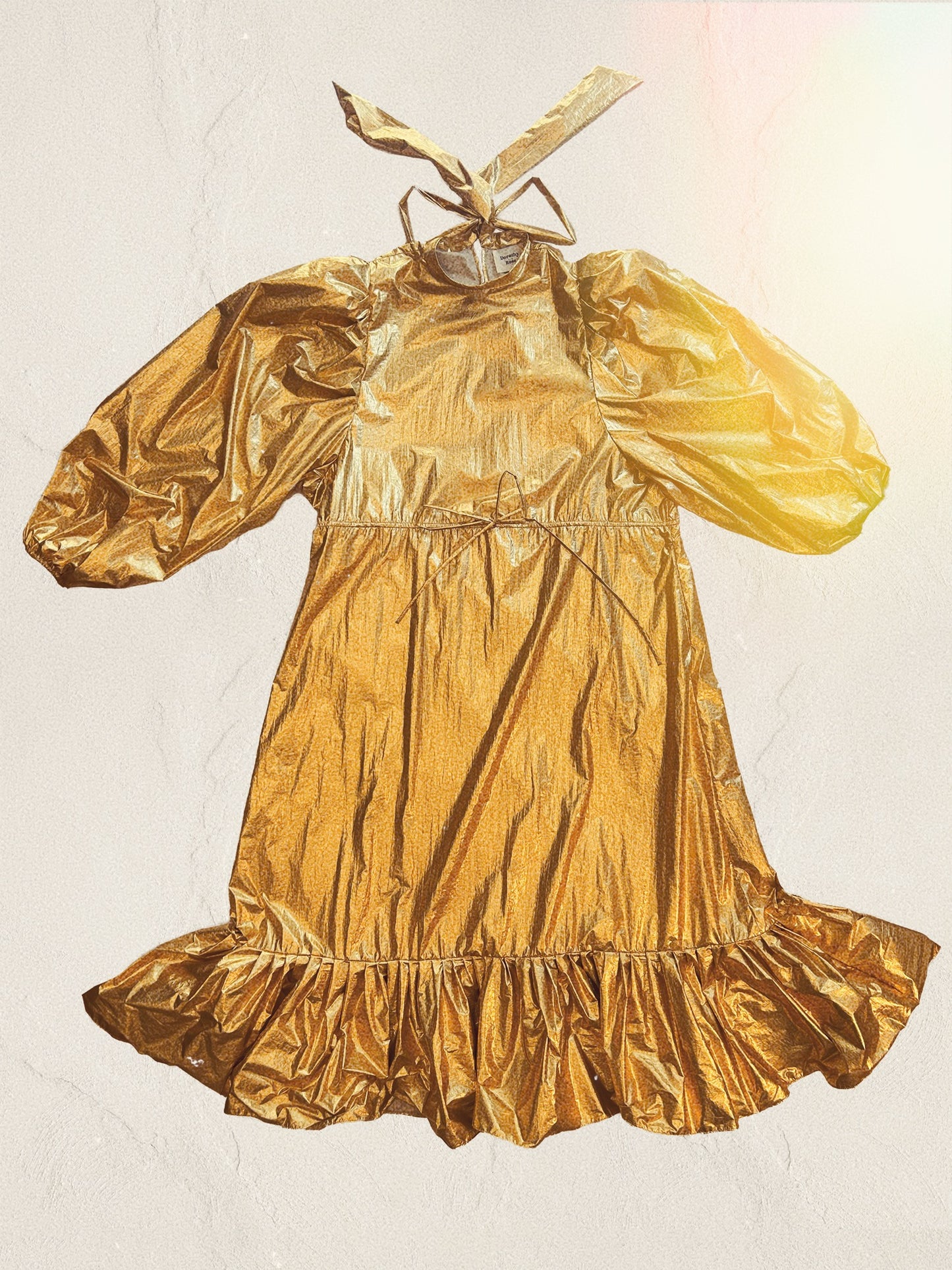 Gold Balloon Sleeve Party Dress