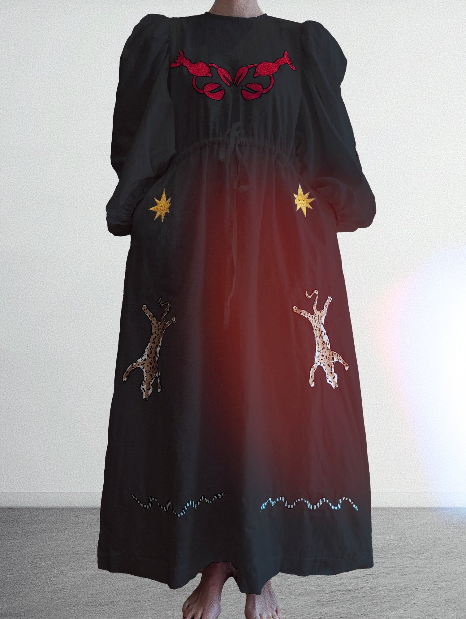 Black embroidered round neck dress Dorothy and Rose Black embroidered round neck dress Dorothy and Rose