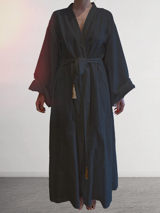Black classic wrap gown